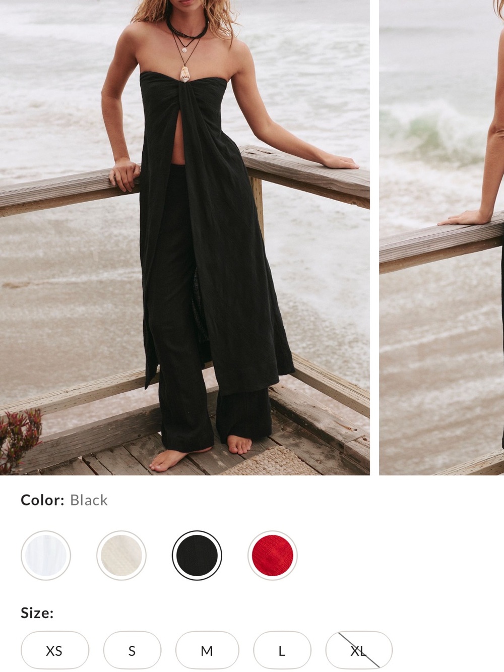 Free People Black Strapless Wide-Leg Jumpsuit